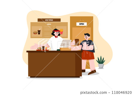Restaurant Service flat illustration concept on white background 118046920