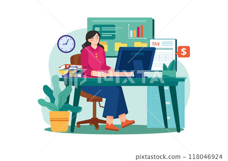 Bookkeeper Illustration concept on white background Bookkeeper Illustration concept on white background 118046924