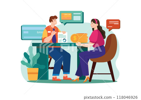 Credit Counselor Illustration concept on white background Credit Counselor Illustration concept on white background 118046926