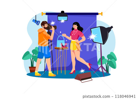 Photographer Illustration concept on white background 118046941