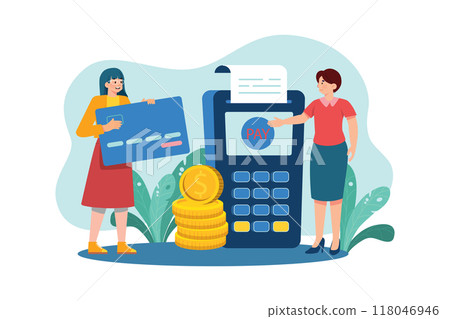 Customer Service flat illustration concept on white background Customer Service flat illustration concept on white background 118046946