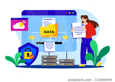 Data Entry flat illustration concept on white background 118046954