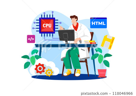 Computer Scientist flat illustration concept on white background 118046966