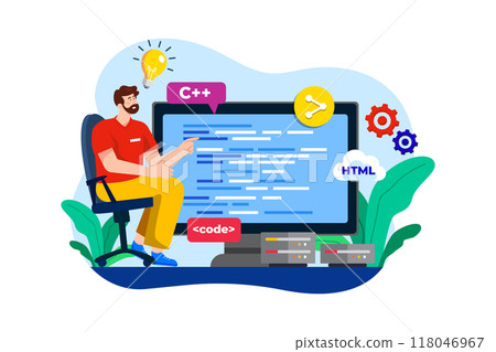 IT Professional flat illustration concept on white background 118046967