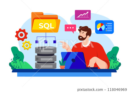 SQL Developer flat illustration concept on white background 118046969