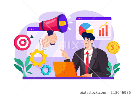 Marketing Manager Illustration concept on white background 118046986