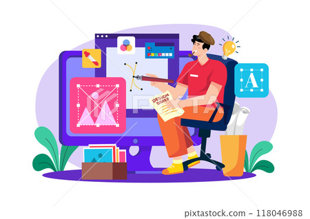 Graphic Designer Illustration concept on white background Graphic Designer Illustration concept on white background 118046988