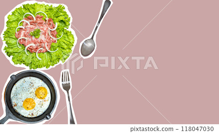 A plate of food with a fork and spoon on it A plate of food with a fork and spoon on it 118047030