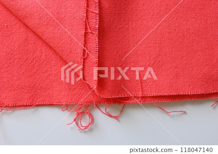 red fabric textile on white background, object for fashion cloth design 118047140