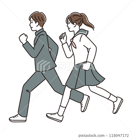 穿著校服奔跑的國中生 118047172