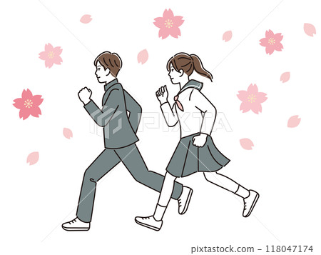 櫻花盛開時奔跑的國中生 櫻花盛開時奔跑的國中生 118047174