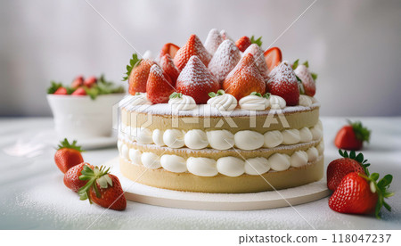 Image of a stylish and gorgeous strawberry cake 118047237