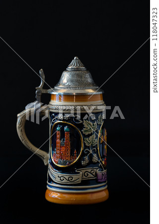 German beer mug with lid 118047323