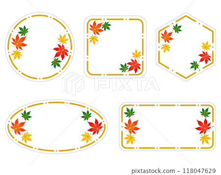 White label with autumn leaves like flowers 118047629