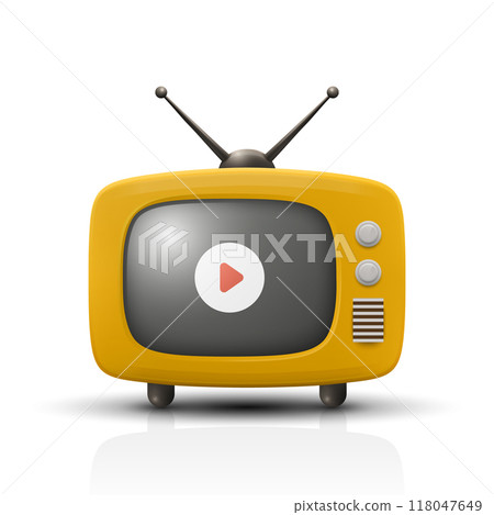 Vector 3d Vintage TV Set Icon. Retro TV Icon, Design Template, Clipart. Retro TV Symbol for Web, Logo, App, UI 118047649