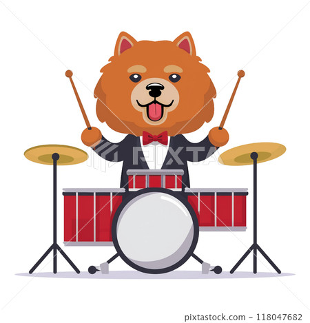 Chow Chow wearing a tuxedo playing percussion 1 / Material for flyers and posters 118047682