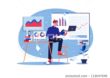 Data Analyst Illustration concept on white background Data Analyst Illustration concept on white background 118047696