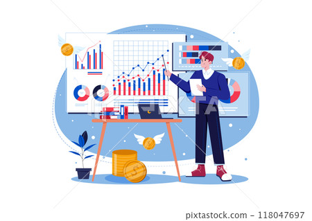 Financial Analyst Illustration concept on white background Financial Analyst Illustration concept on white background 118047697