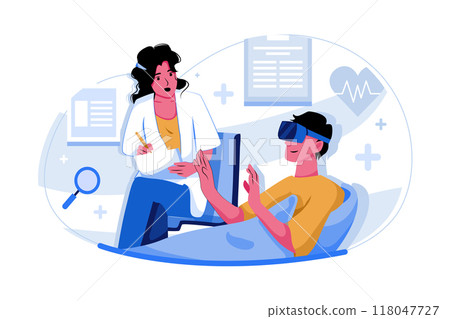 Doctor treating a patient using VR 118047727