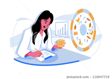 Female nutritionist doctor gives notes 118047729
