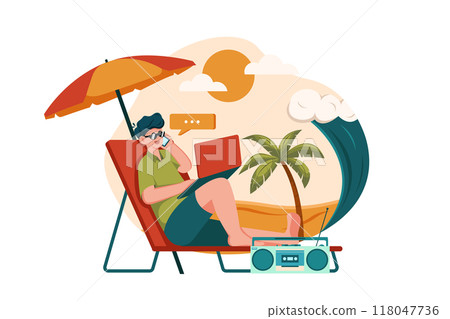 Freelancer working on the beach 118047736