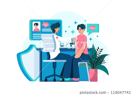 Doctor examines the patient 118047742