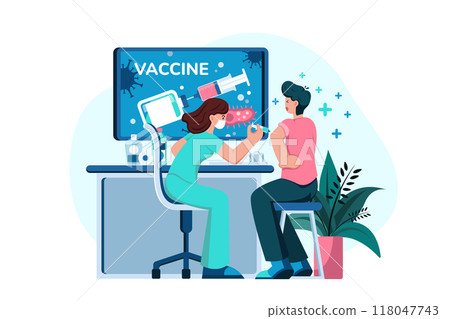 Doctor is injecting a vaccine into his patient 118047743