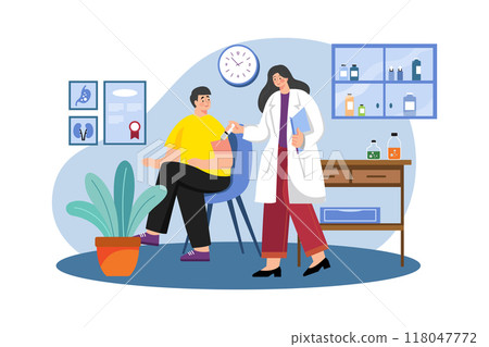 Doctor is injecting a vaccine into his patient 118047772