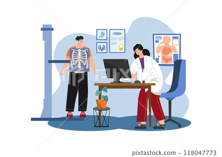 Doctor examining patient's X-ray 118047773