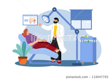 Dentist examining a patient 118047785