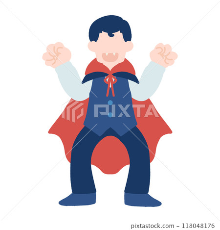 一個穿著萬聖節服裝的男人的平面圖 [吸血鬼] 118048176