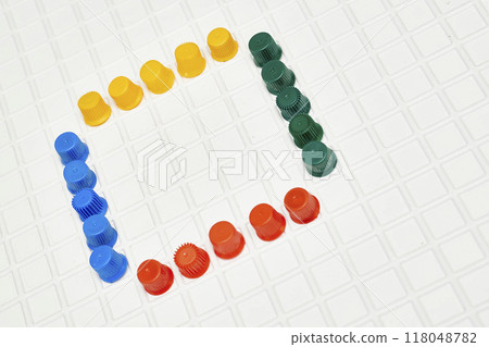 Multi colored caps lids for ketchup, mayonnaise, mustard, sauces Multi colored caps lids for ketchup, mayonnaise, mustard, sauces 118048782