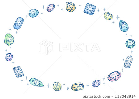 Simple jewel frame, color, oval Simple jewel frame, color, oval 118048914