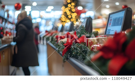 Festive Christmas and Gifts on Display in Retail Store During Holiday Season 118049427