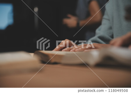 Christian group are praying to god with the bible and sharing the gospel. Concept of faith for god. 118049508