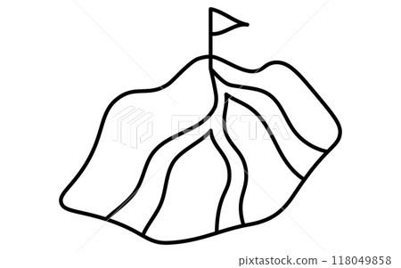 通往山頂目標的路徑、目標、目標成就、目標業務圖示、等距插圖 通往山頂目標的路徑、目標、目標成就、目標業務圖示、等距插圖 118049858