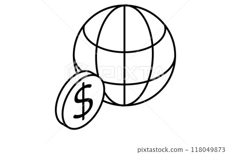 Globe and dollar coin, target, goal achievement and goal business icon, isometric illustration Globe and dollar coin, target, goal achievement and goal business icon, isometric illustration 118049873