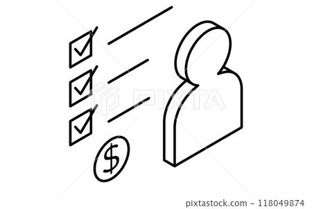Increase sales task checklist, targets, goal achievement and goals business icons, isometric 118049874