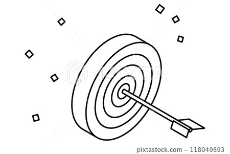 Business goal image, target-hitting simple line drawing illustration, isometric Business goal image, target-hitting simple line drawing illustration, isometric 118049893