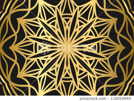 Gold line luxury mandala modern flower background 118050049