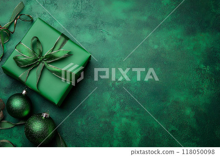 Christmas or New Year Background christmas day concept top view green by generative ai 118050098