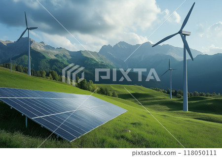 Wind power generation equipment and Solar panel by generative ai 118050111