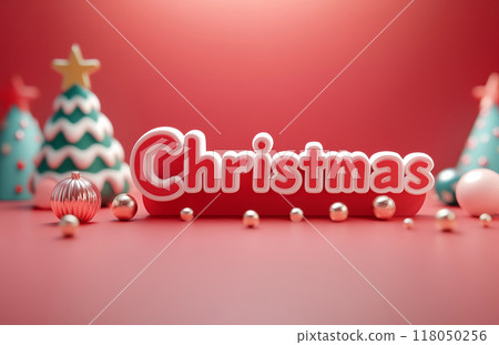 卡通3D圣诞节海报插画字体素材 118050256