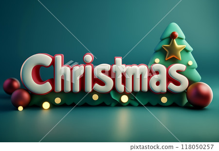 卡通3D圣诞节海报插画字体素材 118050257