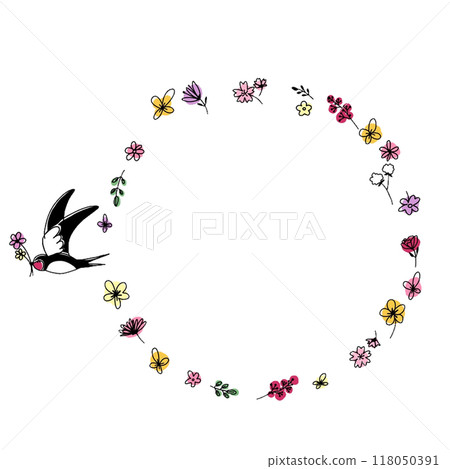 燕子來送花的框架。 118050391