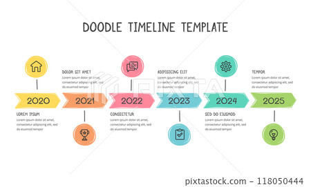 Timeline Template - Doodle Style Infographics 118050444