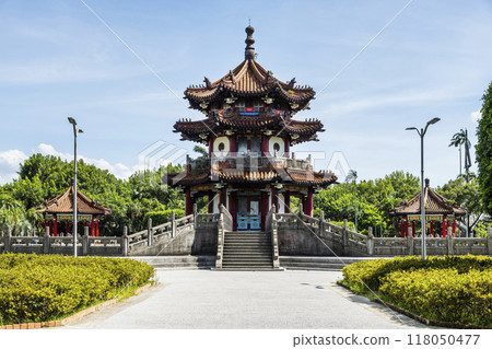 Traditional Chinese style pagoda and pavilion at 228 Peace Memorial Park in Taipei City, Taiwan. Traditional Chinese style pagoda and pavilion at 228 Peace Memorial Park in Taipei City, Taiwan. 118050477