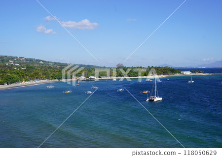 Breathtaking panoramic view of Pantai Senggigi, Lombok, Indonesia. Breathtaking panoramic view of Pantai Senggigi, Lombok, Indonesia. 118050629