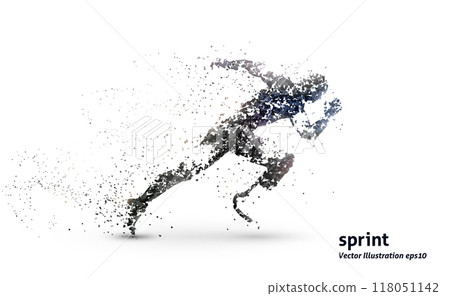 Silhouette of a disabled sprinter runner, vector illustration. 118051142