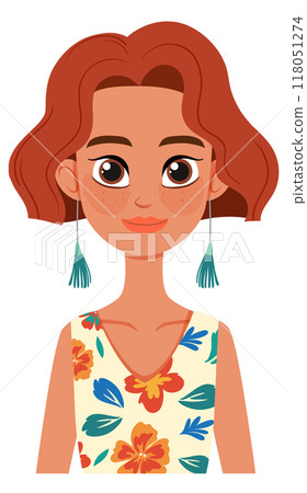 Smiling Woman with Floral Dress 118051274